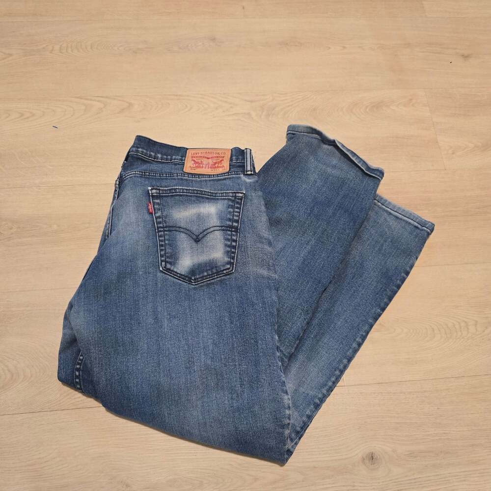 Faded Levi's 514 Straight Leg Blue Jeans 35x30